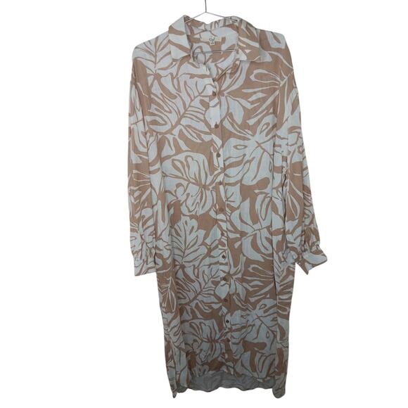 New without Tags Easel Khaki Printed Button Down Shirt Dress SZ S - Picture 4 of 13